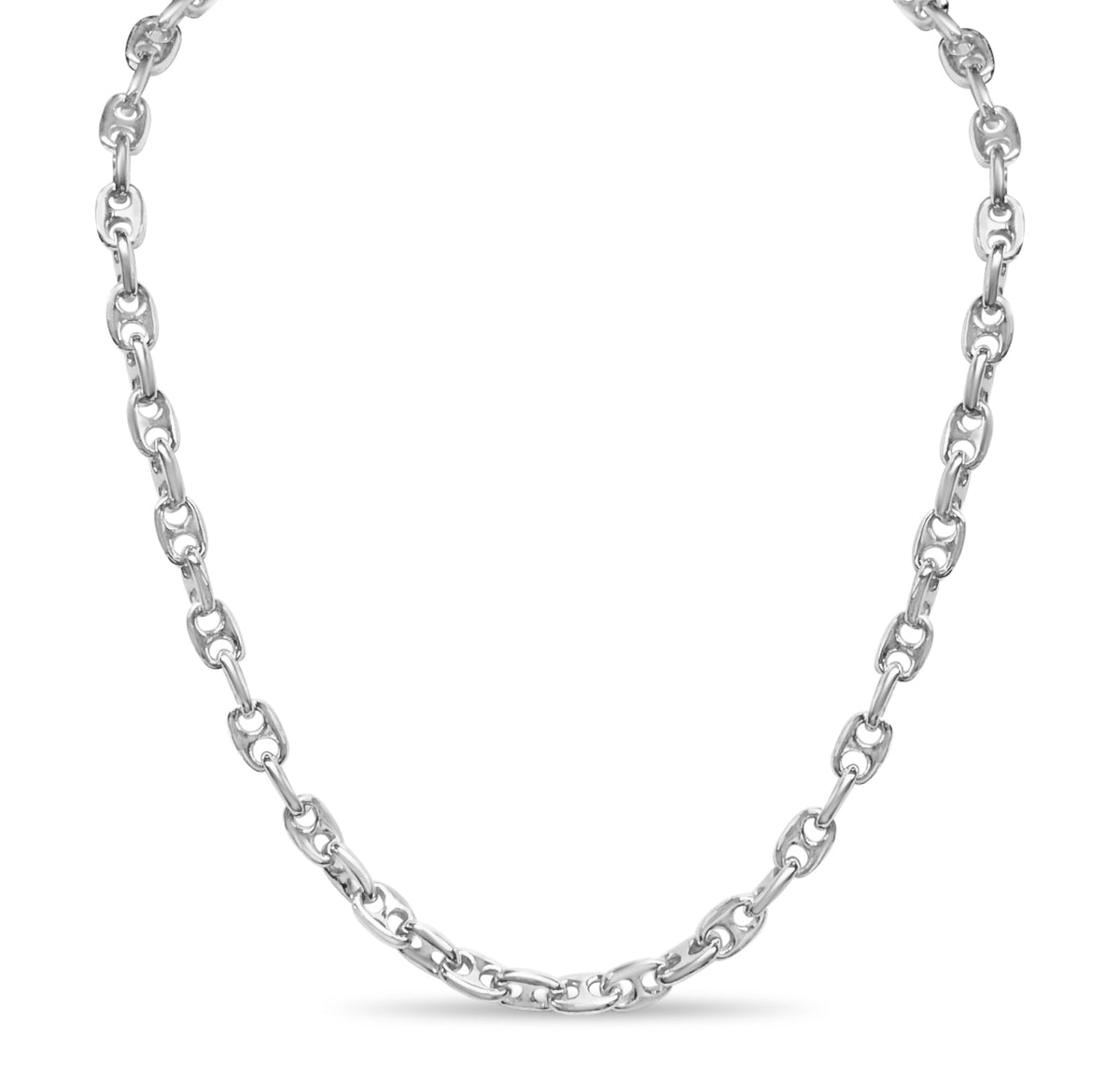 Anchor Mariner Solid White/Yellow/Rose Gold Handmade Necklace , 8mm, 16-30 Inch