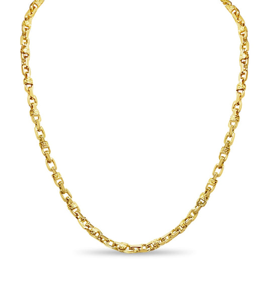 Fancy Greek Solid White/Yellow/Rose Gold Handmade Necklace , 6mm, 16-30 Inch