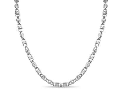 Anchor Mariner Solid White/Yellow/Rose Gold Handmade Necklace , 7mm, 16-30 Inch