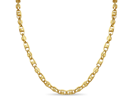 Anchor Mariner Solid White/Yellow/Rose Gold Handmade Necklace , 7mm, 16-30 Inch