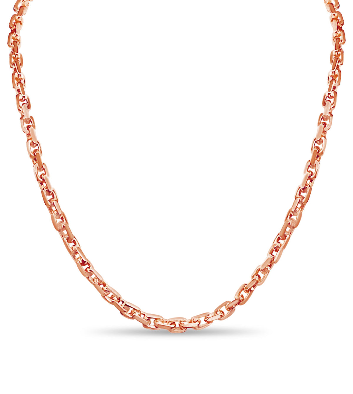 Fancy Rolo Solid White/Yellow/Rose Gold Handmade Necklace , 6mm, 16-30 Inch