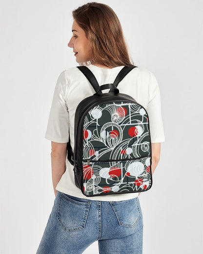 CREATIVE RED AND BLACK SWIRLS CREATED BY FLIPSTYLEZ Classic Faux Leather Backpack