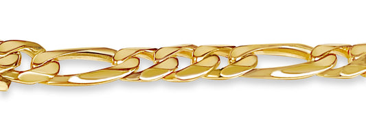 Figaro Solid White/Yellow/Rose Gold Handmade Bracelet , 9mm, 6.5-10 Inch