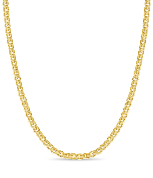 Curb Solid White/Yellow/Rose Gold Handmade Necklace , 11mm, 16-30 Inch