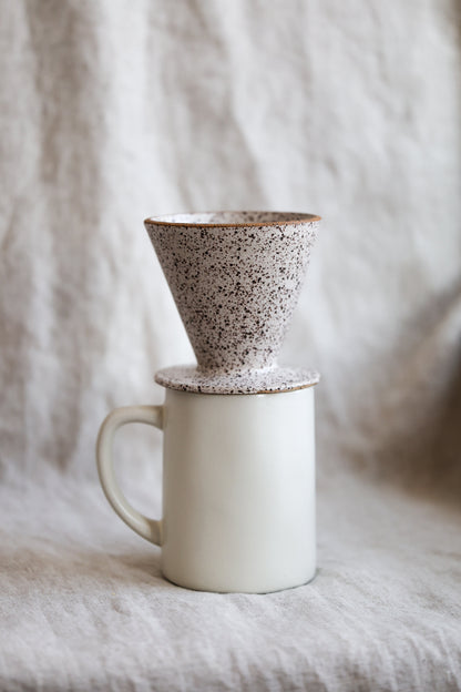 Handmade White Matte Coffee Pour Over Brewer Coffee Maker, White, Minimalist Dripper,  Ceramic Stoneware Hand Thrown in Maine