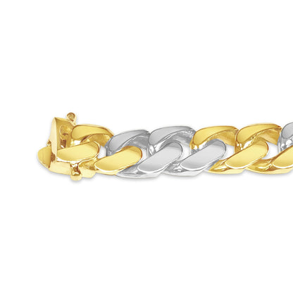 Miami Cuban Solid White/Yellow/Rose Gold Handmade Bracelet , 11mm, 6.5-10 Inch