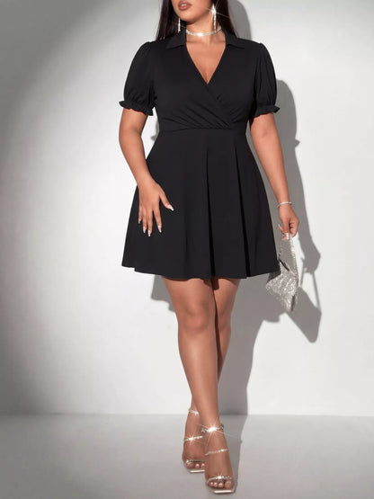 Surplice Short Sleeve Mini Dress