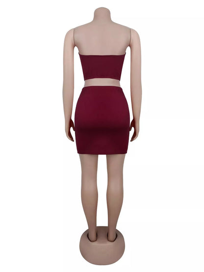 Grommet Crop Top and Mini Skirt Set