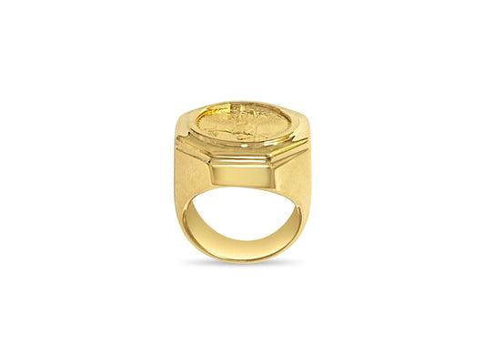 Fancy Solid White/Yellow/Rose Gold Handmade Coin Ring , 1/10oz Coin ,