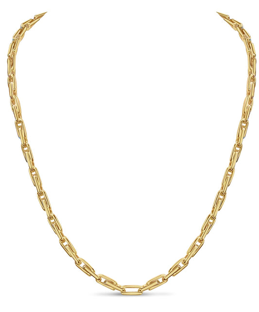 Fancy Rolo Solid White/Yellow/Rose Gold Handmade Necklace , 5mm, 16-30 Inch