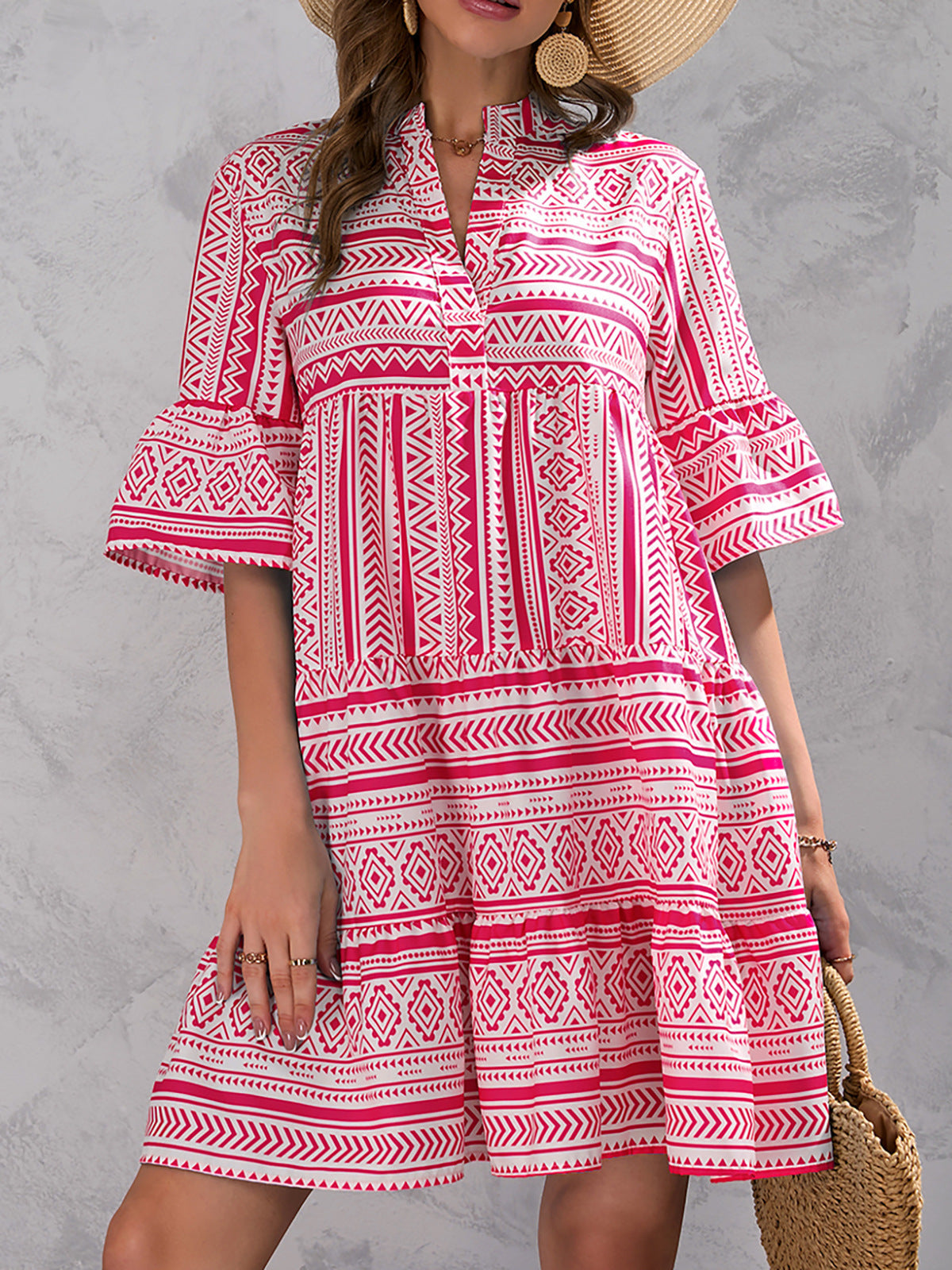 Women Clothing Dress Summer Loose V neck Casual Short Women Clothing