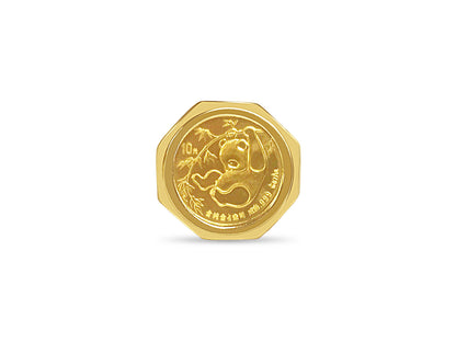 Fancy Solid White/Yellow/Rose Gold Handmade Coin Ring , Chinese Panda Bear Coin ,