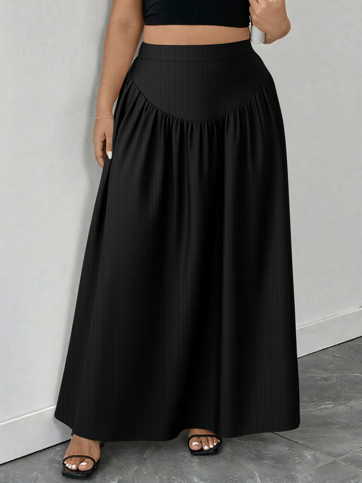 Ruched Maxi Skirt with Pockets
