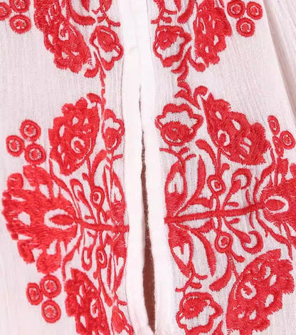 Women Spring Embroidered Printed Button Maxi Dress