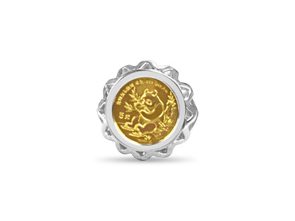 Fancy Ladies Solid White/Yellow/Rose Gold Handmade Coin Ring , Chinese Panda Bear Coin ,