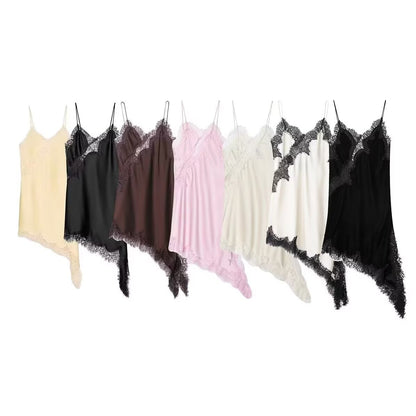 Spring Sexy Sexy Design Niche Lace Asymmetric Dress