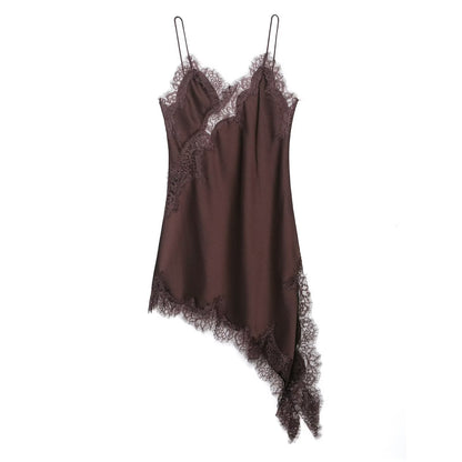 Spring Sexy Sexy Design Niche Lace Asymmetric Dress