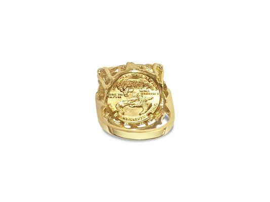 Fancy Solid White/Yellow/Rose Gold Handmade Coin Ring , 1/10oz Coin ,