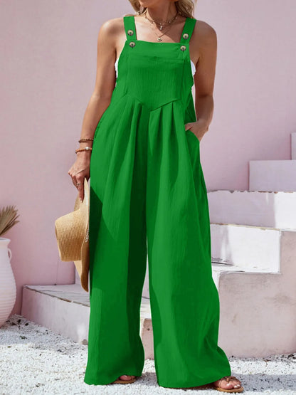 Square Neck Wide Leg Overalls