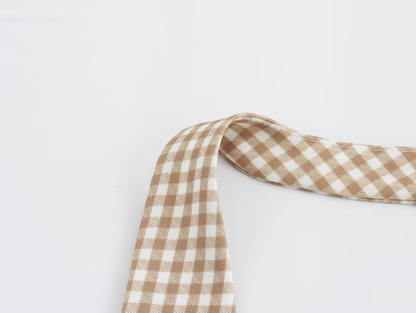 Women Clothing Summer French All Match Retro Spaghetti Straps Small Plaid Dress