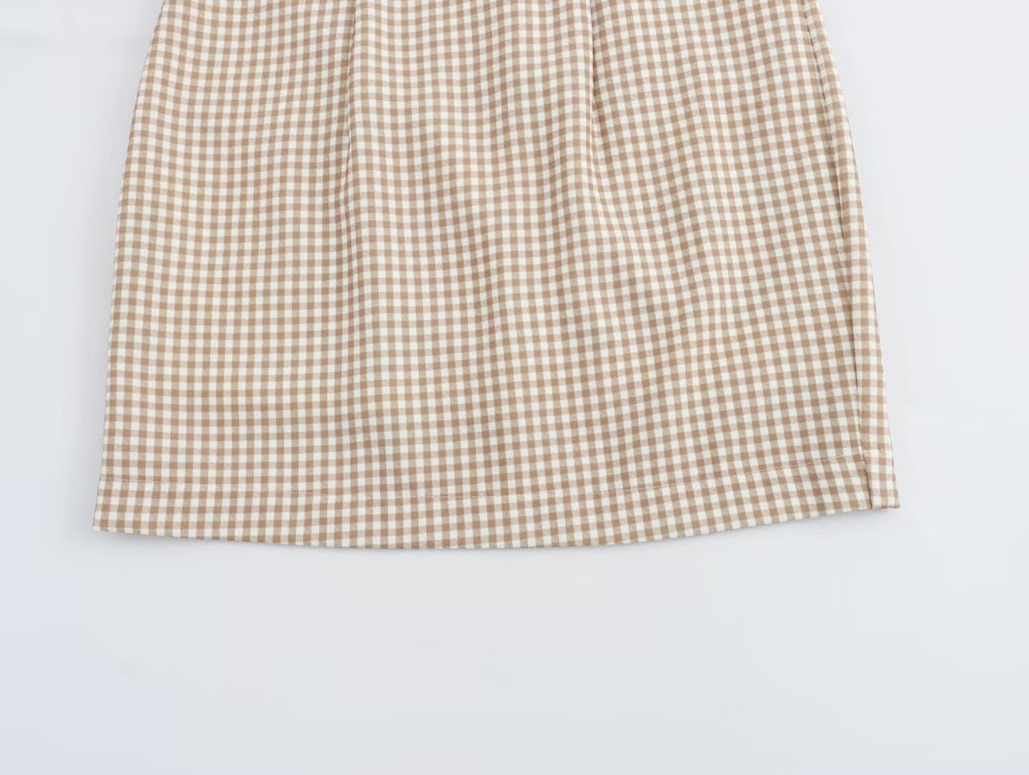 Women Clothing Summer French All Match Retro Spaghetti Straps Small Plaid Dress