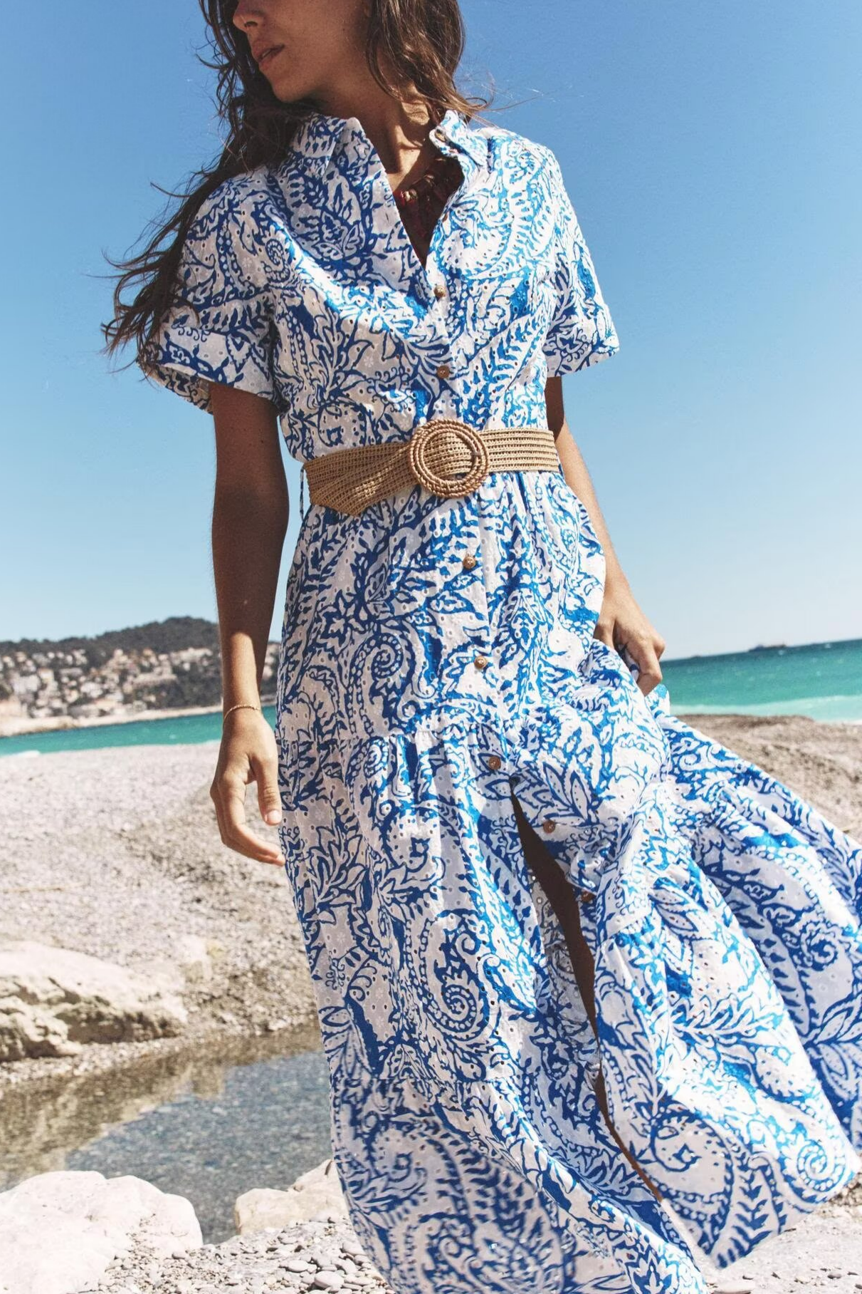 Women Clothing Summer Office with Belt Embroidery Dress