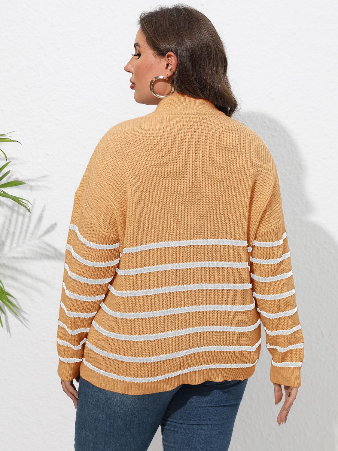 Zip-Up Striped Sweater