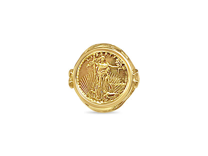 Fancy Ladies Solid White/Yellow/Rose Gold Handmade Coin Ring , 1/10oz Coin ,