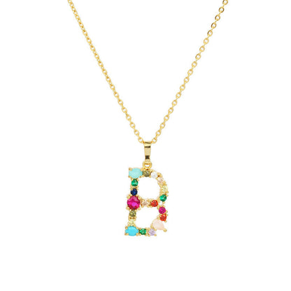 GEMSTONE LETTER NECKLACE