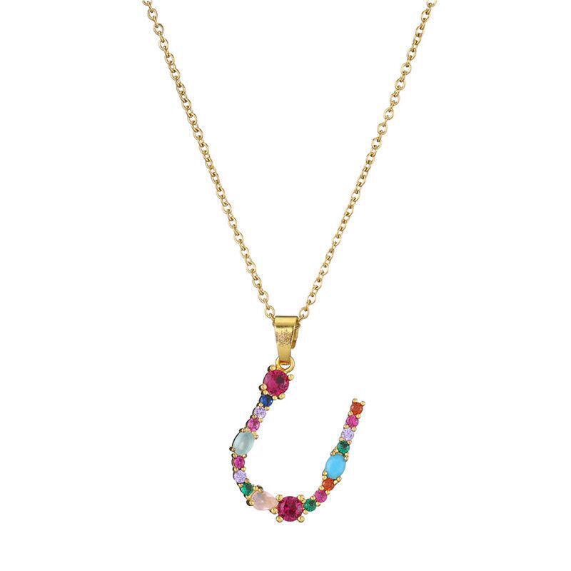 GEMSTONE LETTER NECKLACE