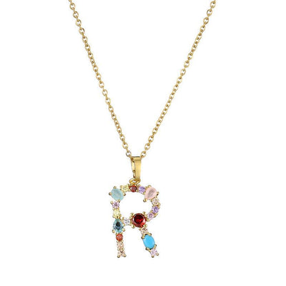 GEMSTONE LETTER NECKLACE