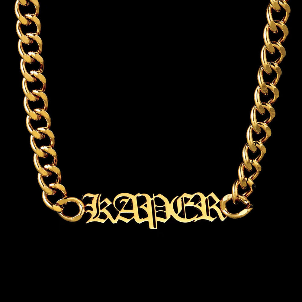 Personalized stainless steel Cuban necklace and bracelet set