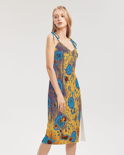 PEACOCK DESIGN BY FLIPSTYLEZ  Women's Tie Strap Split Dress