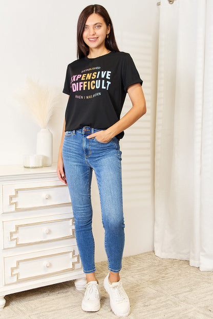 “Expensive & Difficult” Graphic Cuffed Sleeve T-Shirt