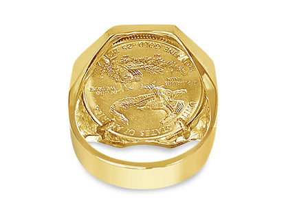 Fancy Solid White/Yellow/Rose Gold Handmade Coin Ring , 1/2oz Coin ,