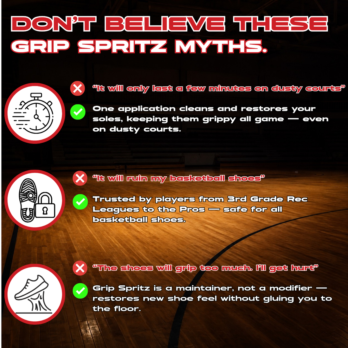 Grip Spritz Basketball Shoe Grip Spray | Team 6 Pack | 6 Bottles + 2 Spritz Mitts