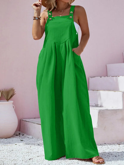 Square Neck Wide Leg Overalls