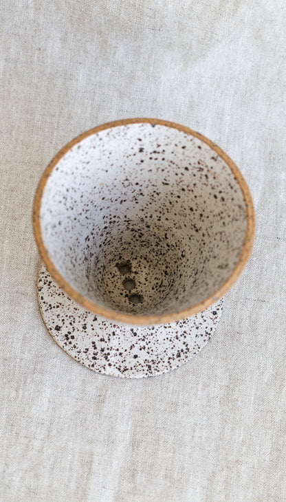 Handmade White Matte Coffee Pour Over Brewer Coffee Maker, White, Minimalist Dripper,  Ceramic Stoneware Hand Thrown in Maine