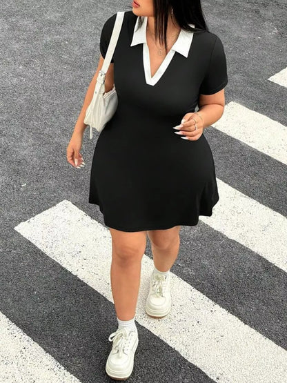 Contrast Collar Bodycon Mini Dress