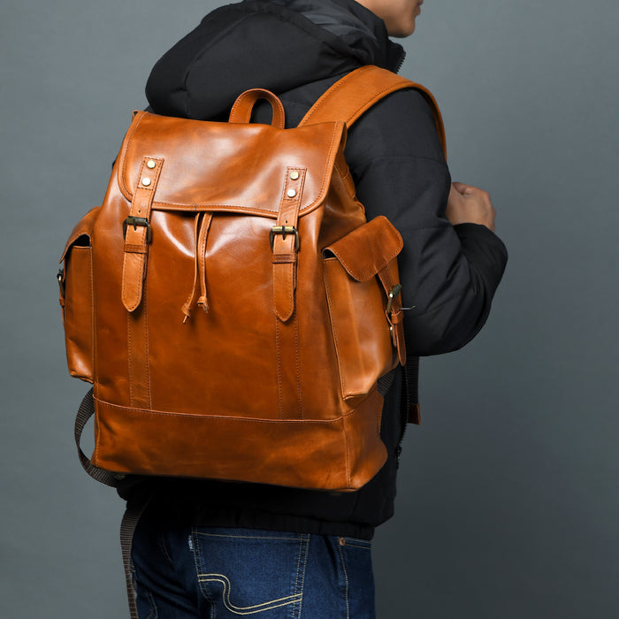Earthen Leather Laptop Backpack, Luxury Leather