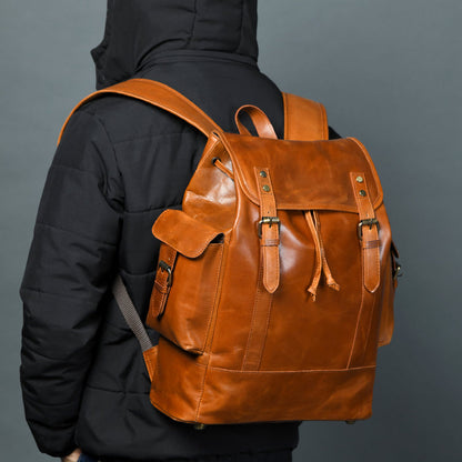 Earthen Leather Laptop Backpack, Luxury Leather