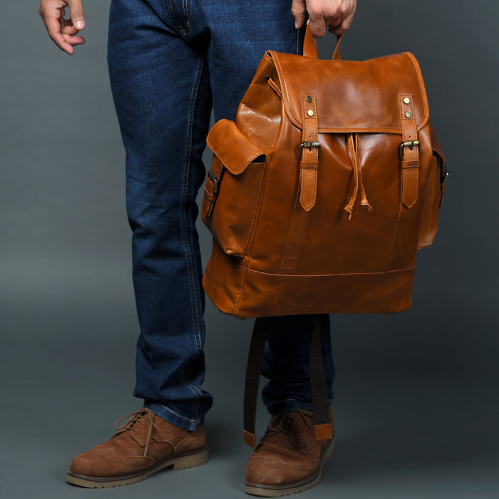 Earthen Leather Laptop Backpack, Luxury Leather