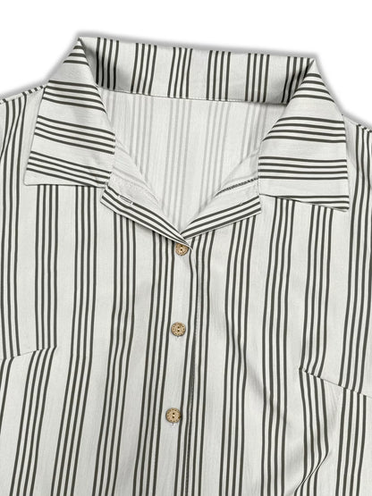 Striped Button Front Midi Dress