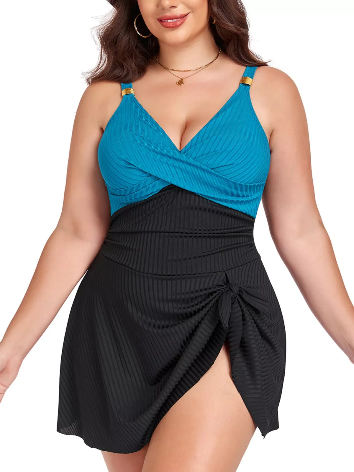 Ruched One-Piece Swim Dress