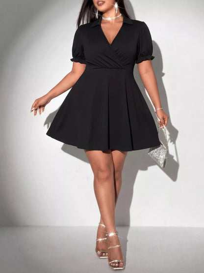 Surplice Short Sleeve Mini Dress
