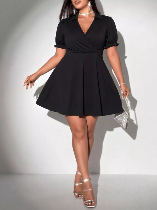 Surplice Short Sleeve Mini Dress