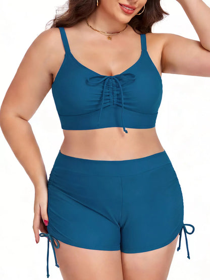 Ruched Drawstring Swim Set