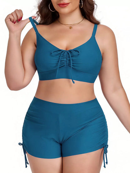 Ruched Drawstring Swim Set