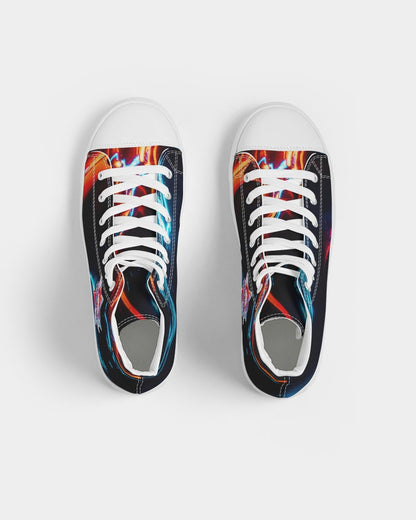 ELECTRICLY BLUE AND RED DESIGN BY FLIPSTYLEZ Women's Hightop Canvas Shoe