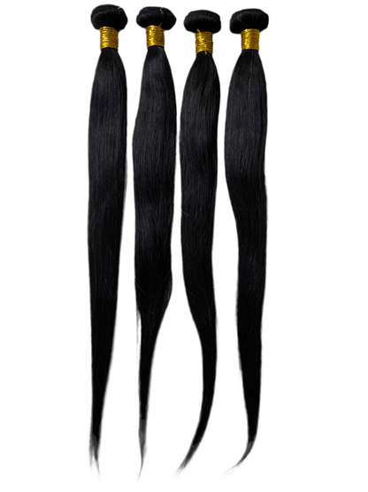 Silk Set – 4-Pack of Brazilian Straight Human Hair Bundles (Natural Black)